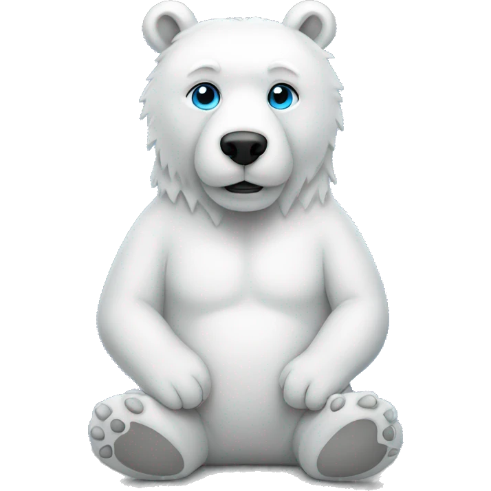 white sitting bear with blue eyes emoji emoji