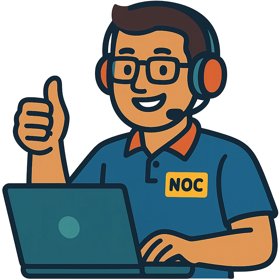 NOC technician giving a thumbs up emoji