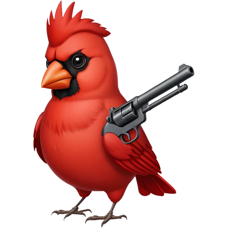 Red cardinal holding gun emoji