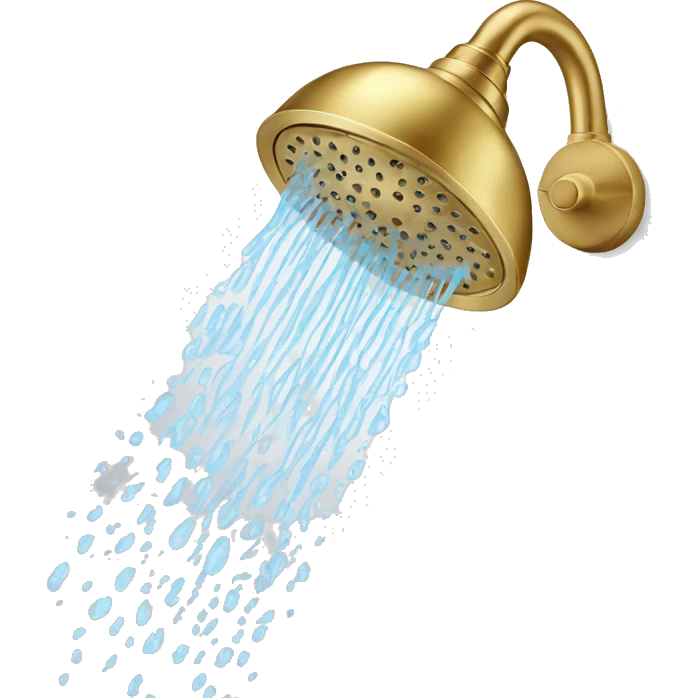 Shower Head in Gold with Water coming out emoji