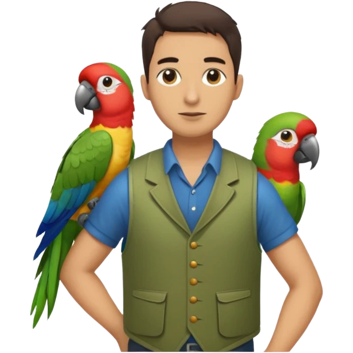 Walker + parrot on shoulder, Pet Walkers, Full body. emoji