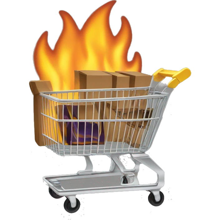 commerce cart and fire emoji