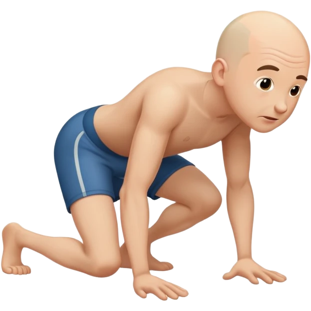 Bald man on all fours emoji