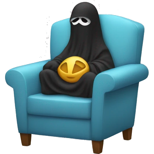 mono cubierto con una manta sentado en el sillon emoji