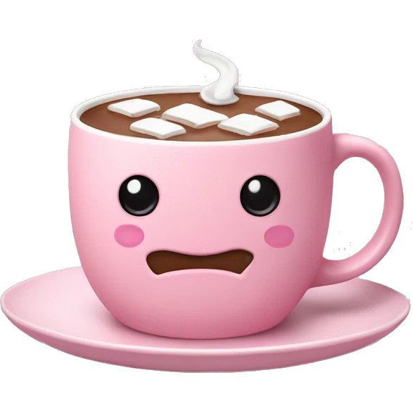 hot chocolate in a pastel pink mug on a plate emoji