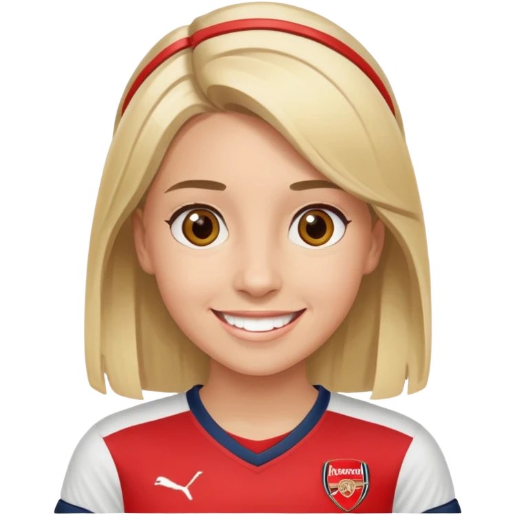 Happy blond brown eyed female arsenal fan emoji