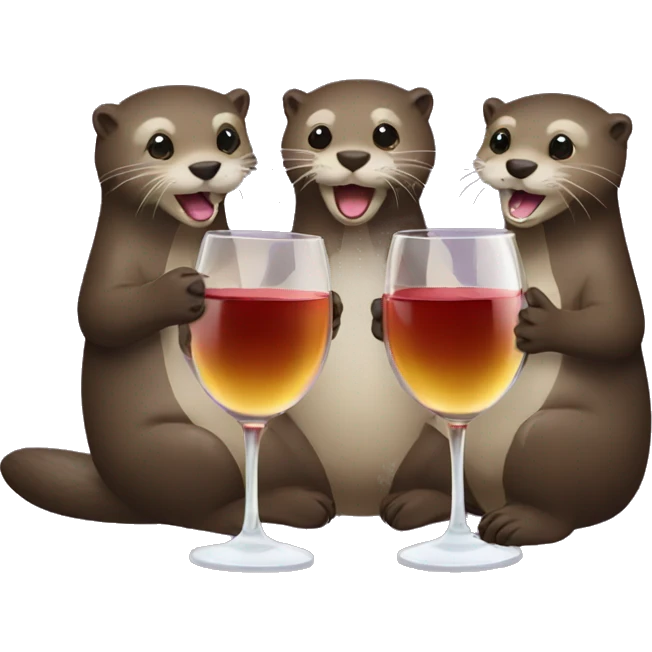 Three otters drinking wine  emoji