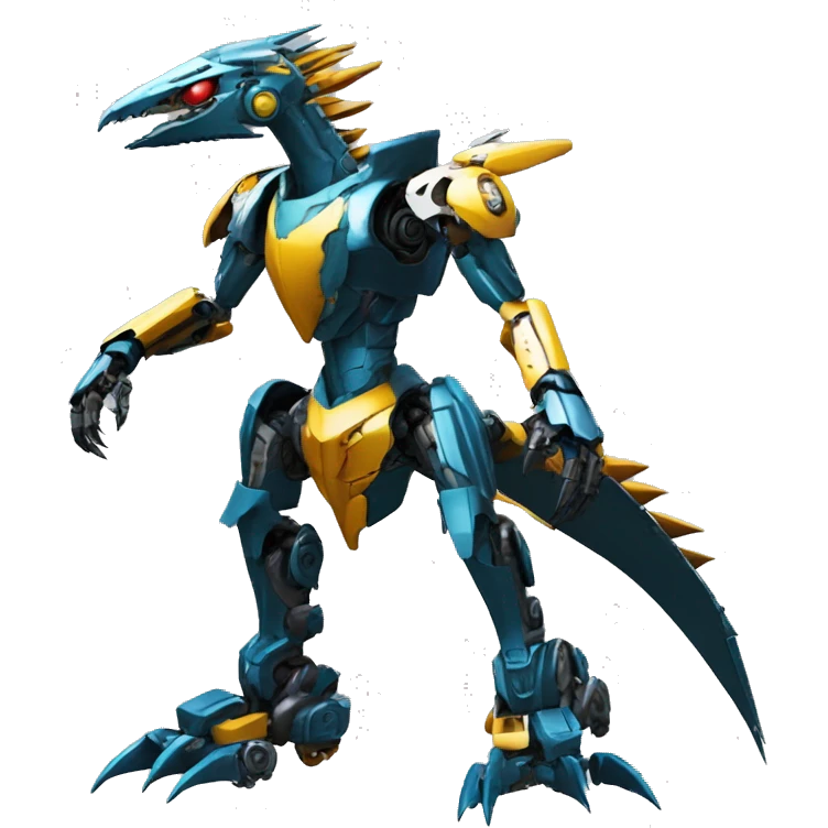 mechanical spiky Medabot-raptor-dragon-Bionicle-mecha full body emoji