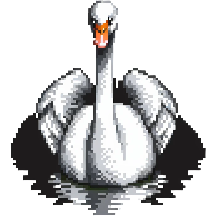 half white and half black swan, split down the middle emoji