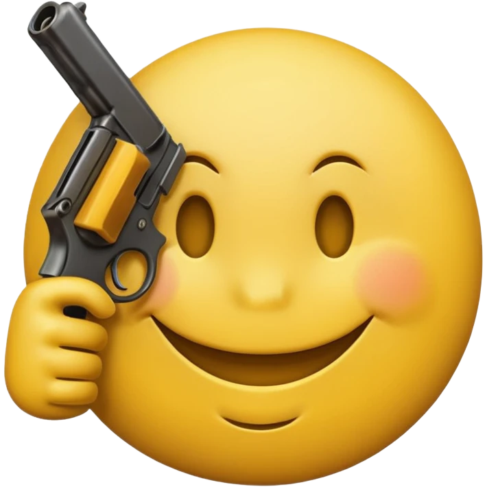 a smiley face holding a gun emoji