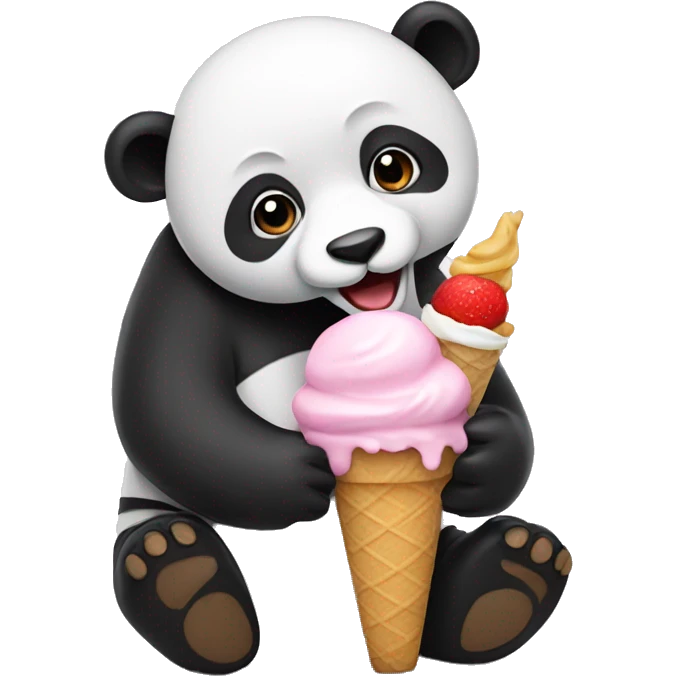Panda eating ice cream emoji