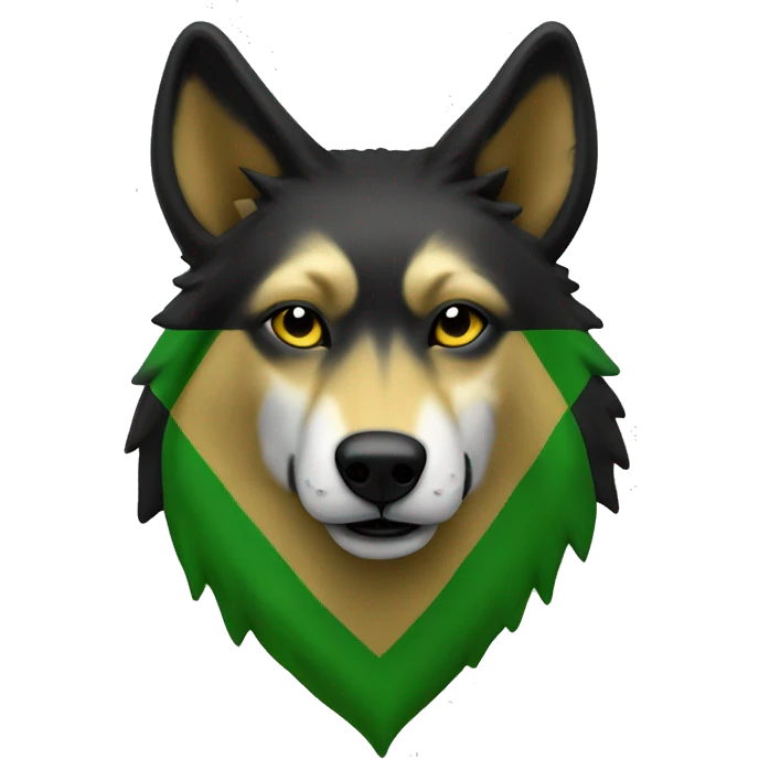 Jamaican color wolf. Green, black and gold emoji