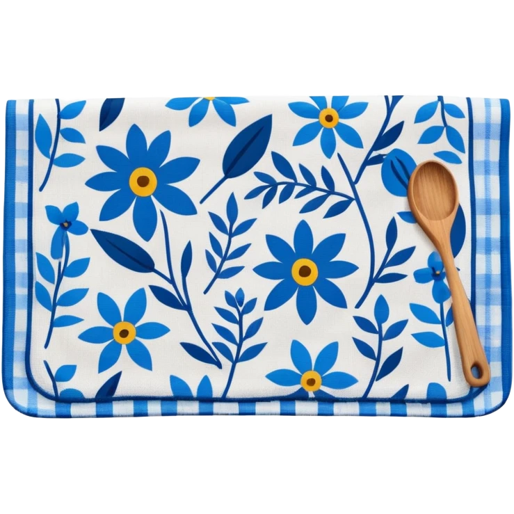 Blue floral kitchen towel with cutting board  emoji