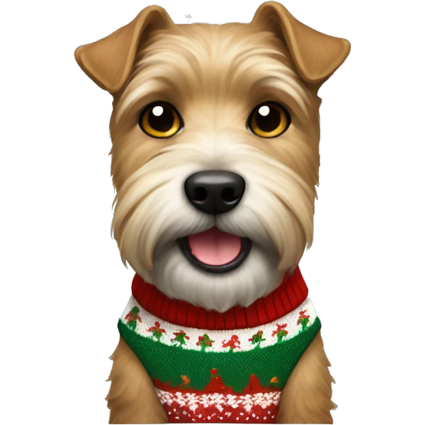 Airdale Terrier in christmas Sweater  emoji