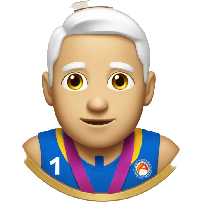 Gold medal with 1 number, no ribbon, no hole emoji