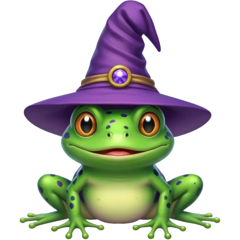 frog wear purple wicth hat emoji