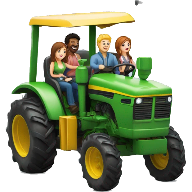 group of 4 people driving giant tractor emoji