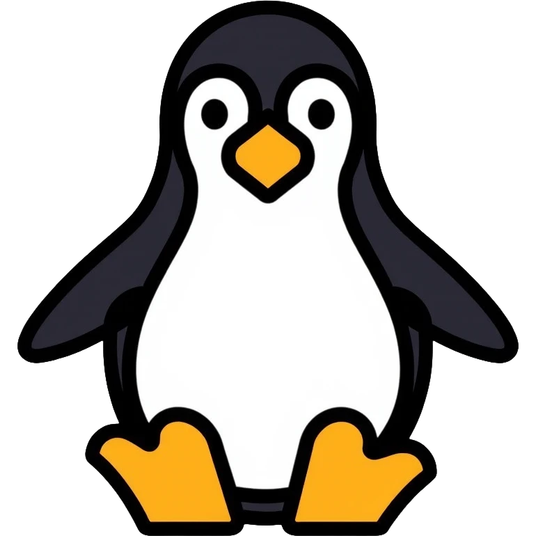 penguin icon constructed entirely from circles and triangles, geometric minimalist design emoji