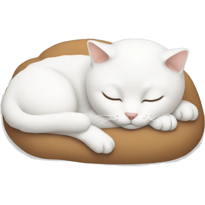 Sleeping white cat with brown emoji