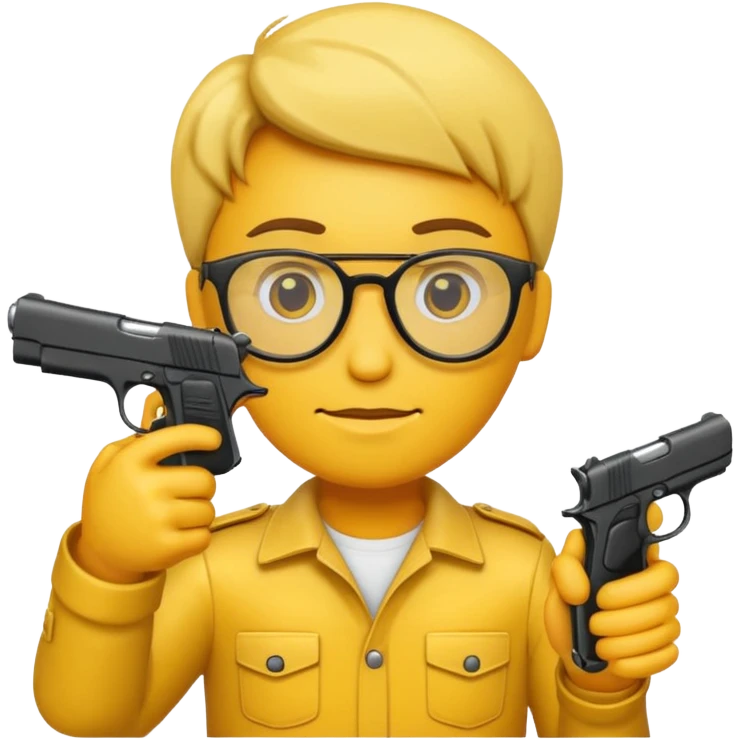 Quiero un emoji con lentes negros con una pistola automática en la mano emoji