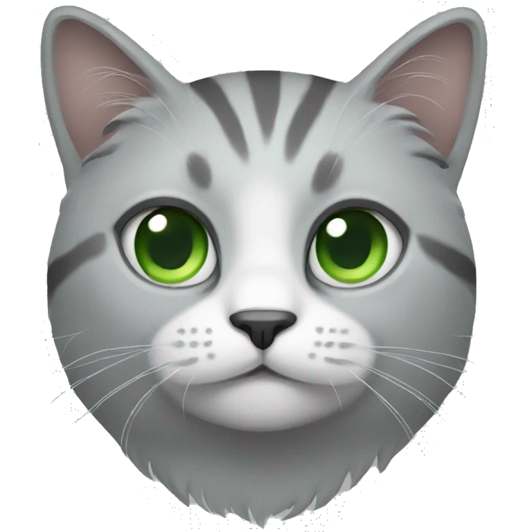 Cat with the face grey and white and green eyes emoji