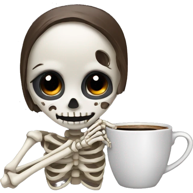 Girl skeleton drinking a hot coffee emoji