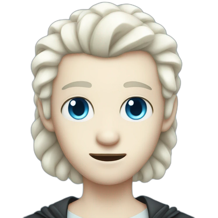 pale vampire with a white braid over his shoulder and light blue eyes emoji