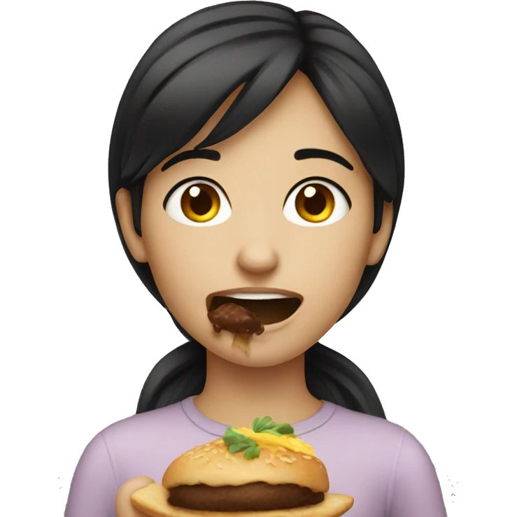 dark haired girl eating emoji