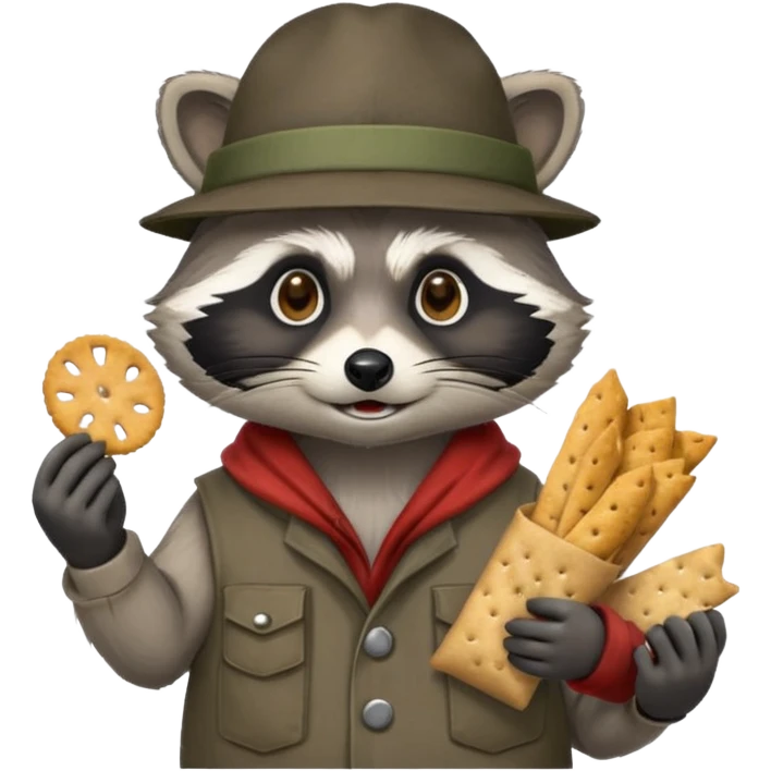 Hobo raccoon with crackers emoji