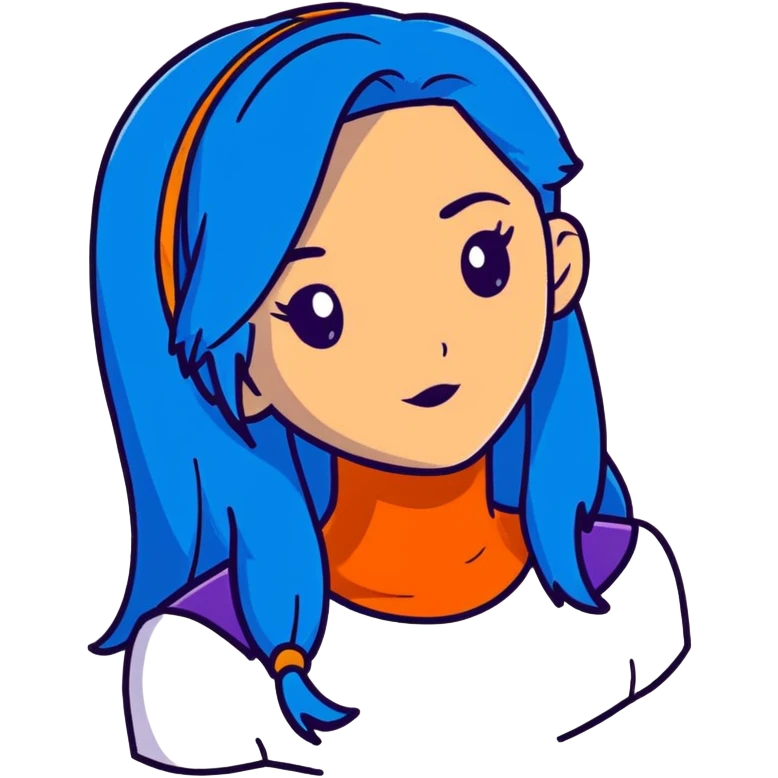 Evie from Disney's Descendants with blue hair emoji
