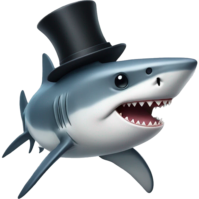 Shark with a top hat emoji