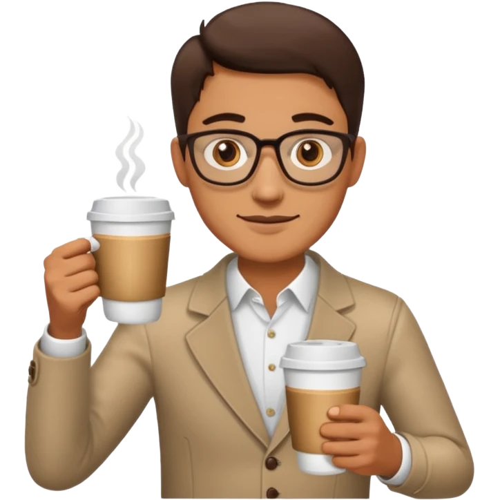 a man with two glasses of coffee emoji