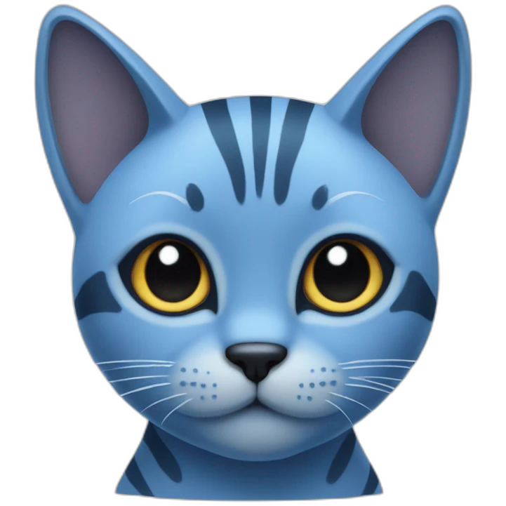 Blue cat with 2 little black stripes on the forehead emoji