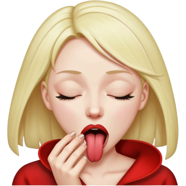 woman strangling herself with tongue out and eyes closed  emoji