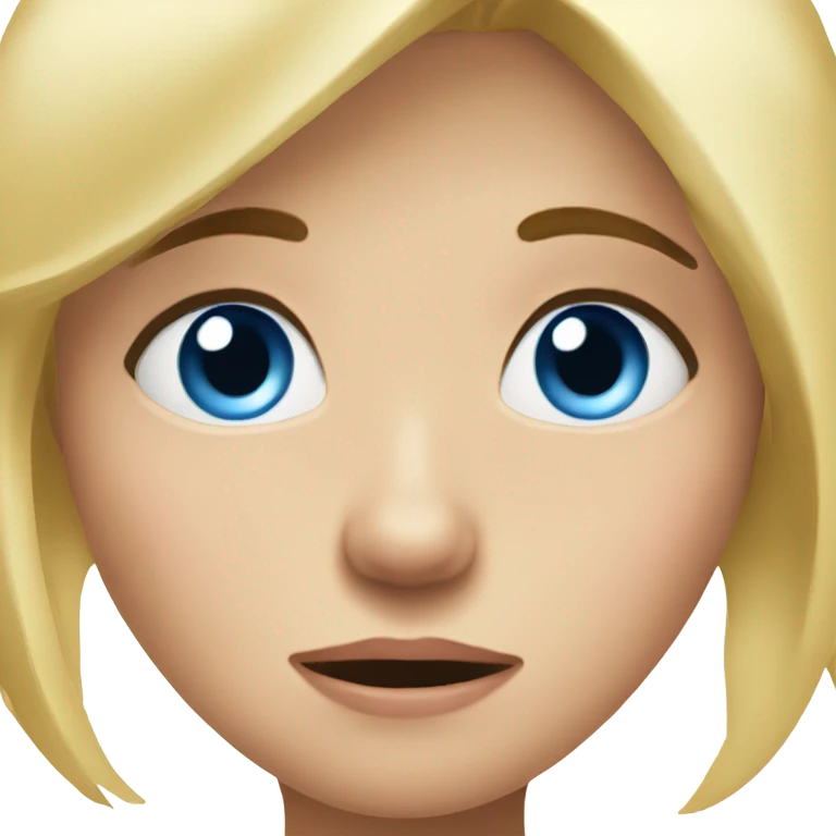 a cute blonde blue eye girl shocked like a classic emjio emoji