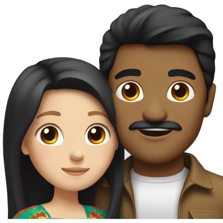 Mexican man hugging white girl with black hair emoji