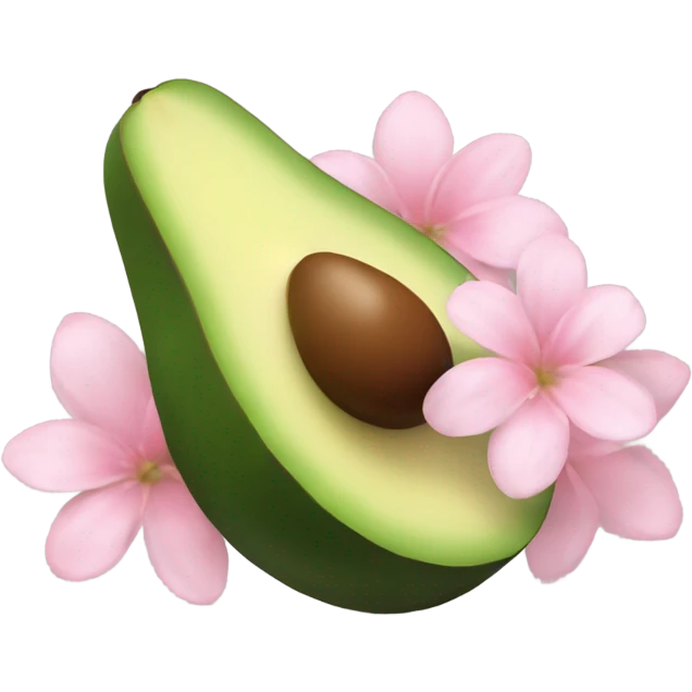 Realistic avacado with pale pink flower emoji