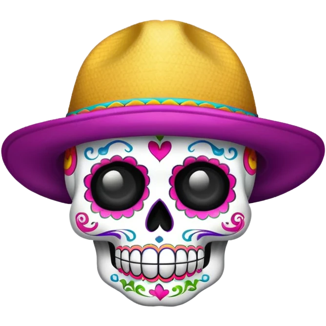 sugar skull emoji with LA hat emoji