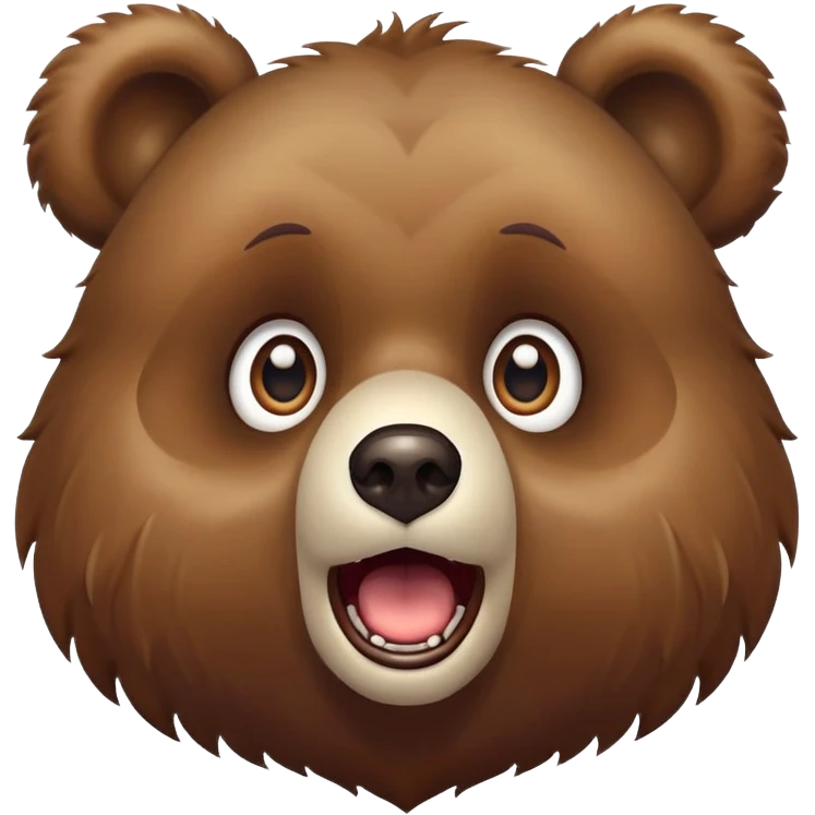 Excited bear with surprised expression, wide eyes, and mouth open in amazement emoji