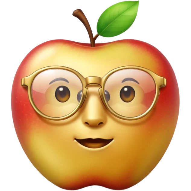 golden apple with glasses and no face emoji