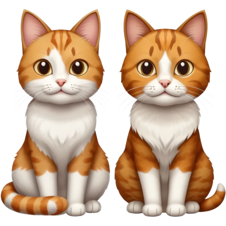3 cats and each are different natural colours including  brown tabby and white, calico, and ginger and white emoji