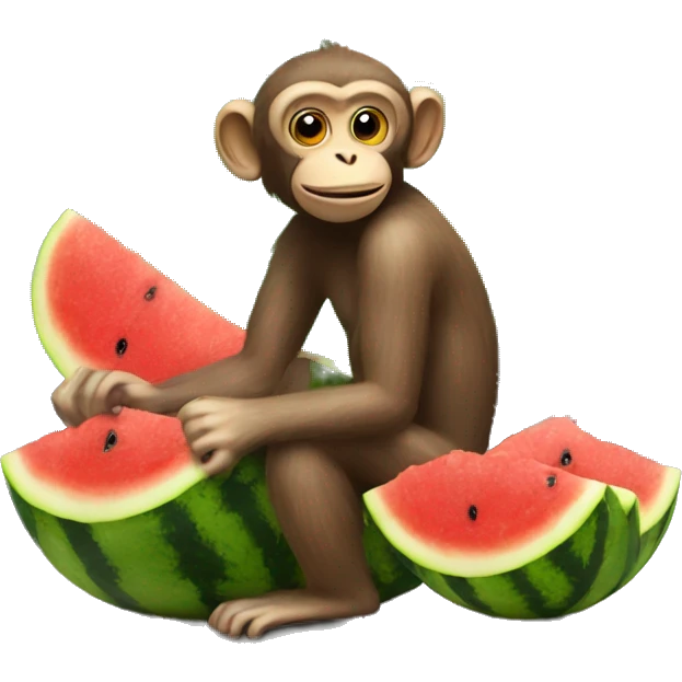 Monkey with watermelon in front of a truck emoji