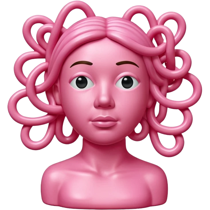 Jeff Koons style pink spam spaghetti art bust sculpture  emoji