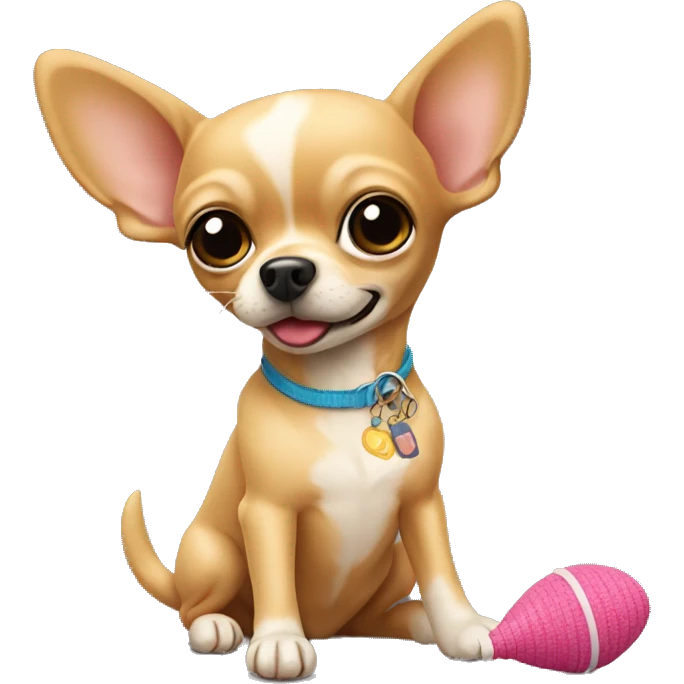 Tan chihuahua with dog toy emoji