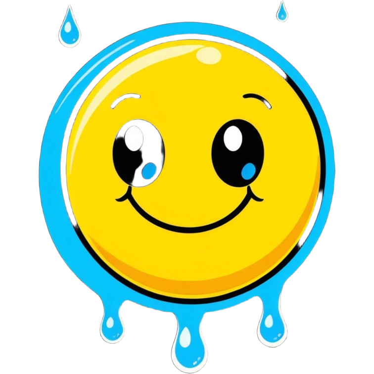 Smiley face and water drops emoji