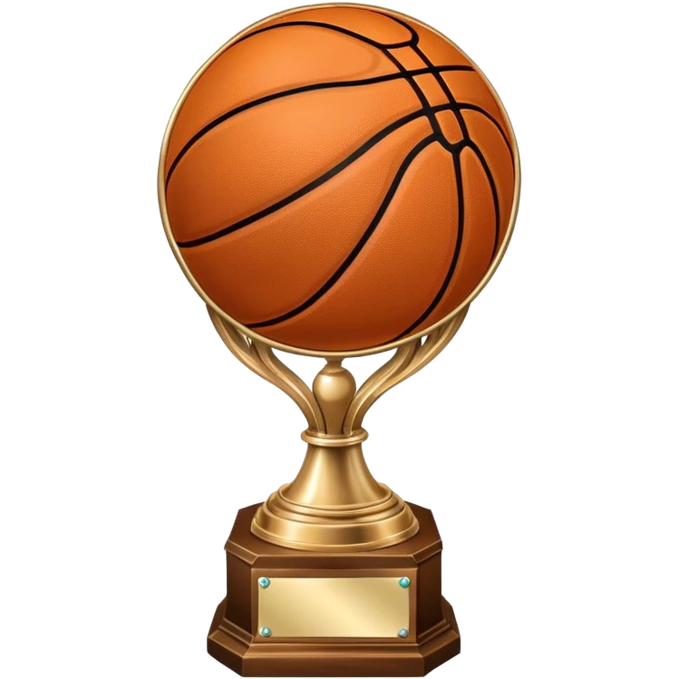 gleaming bronze basketball trophy, polished bronze basketball with classic seams emoji