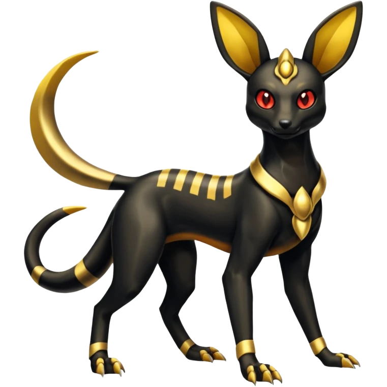 Shiny 4-legged Umbreon-Anubis-Salandit-Beedrill-fusion, full body emoji