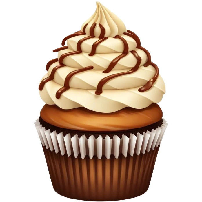 chocolate caramel cupcake with coconut shavings on top   emoji