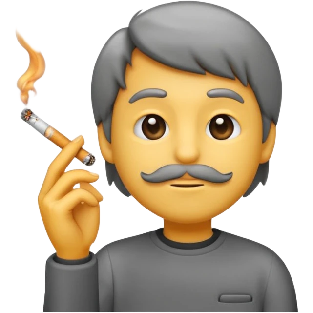 emoji holding a cigarette in his hand with smoke going up emoji