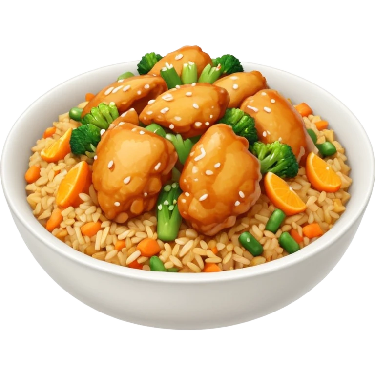 Orange chicken and fried rice emoji